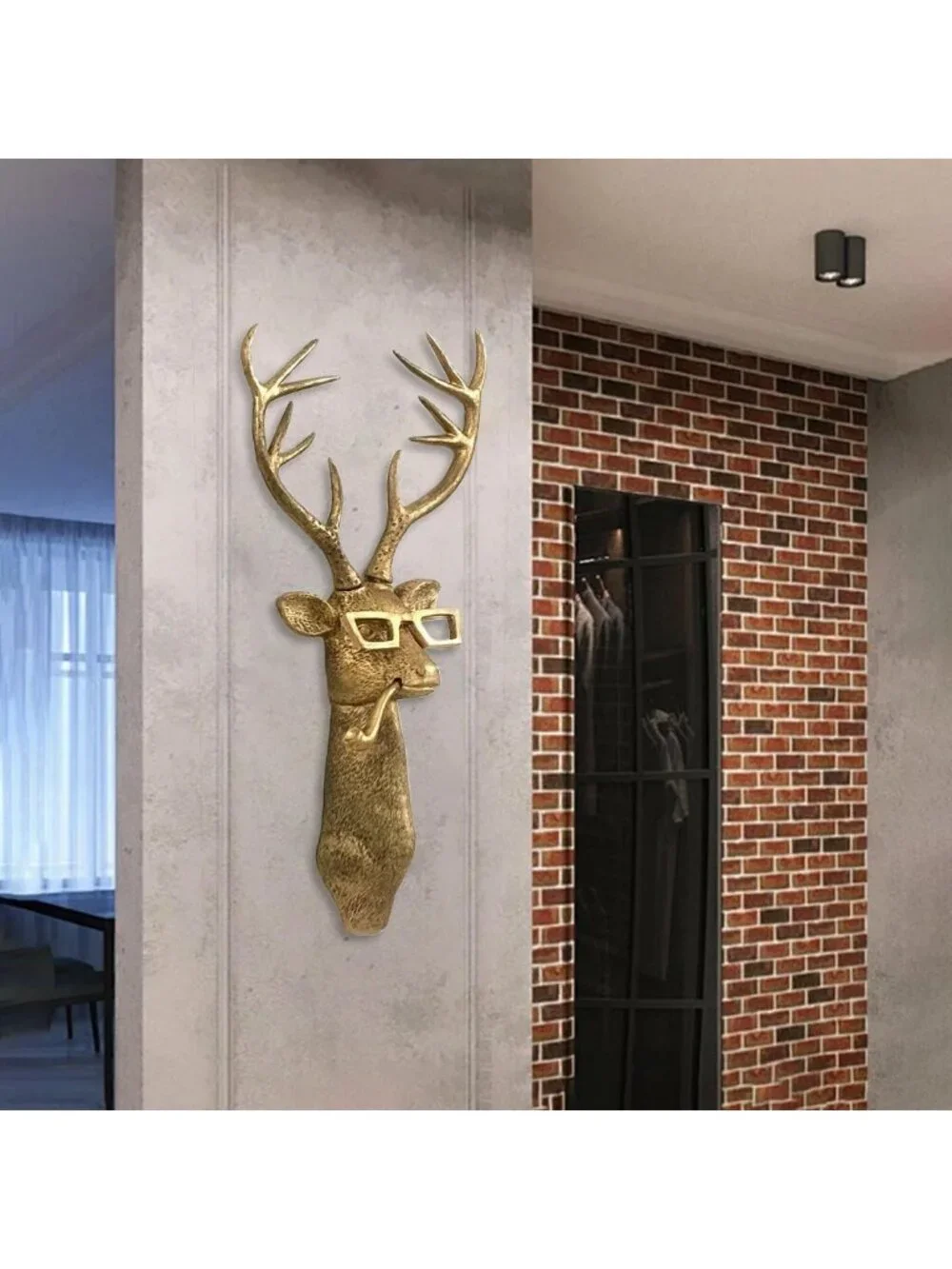 Art Deco Resin Deer Wall Mount Decor - Unique Animal Sculpture for Home & Office